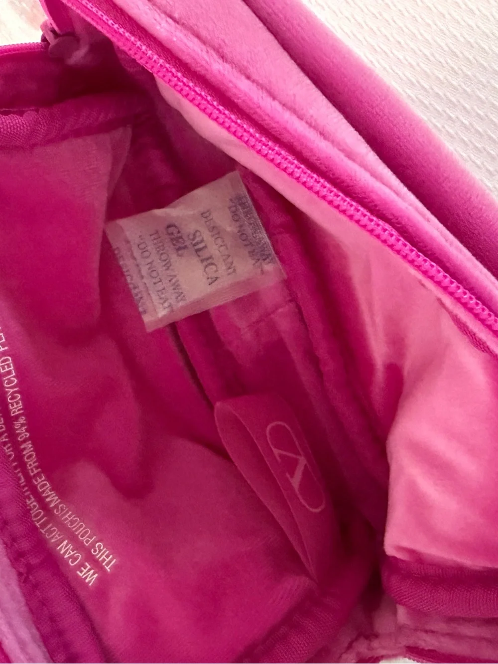 Valentino Pink Velvet Wristlet/Cosmetic Bag